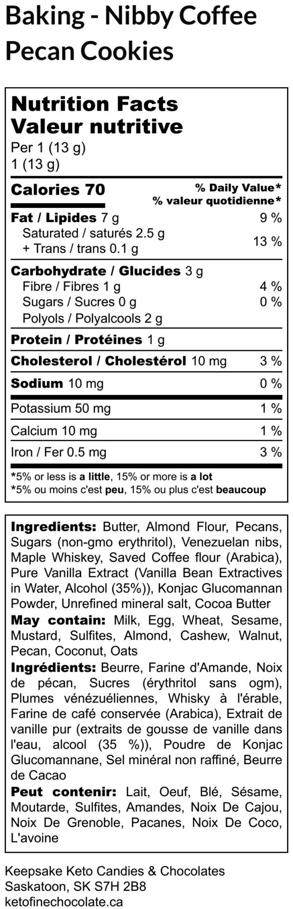 image: Nutritional info - Nibby Coffee Pecan