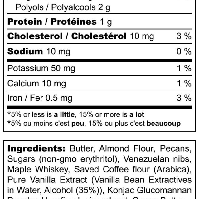 image: Nutritional info - Nibby Coffee Pecan