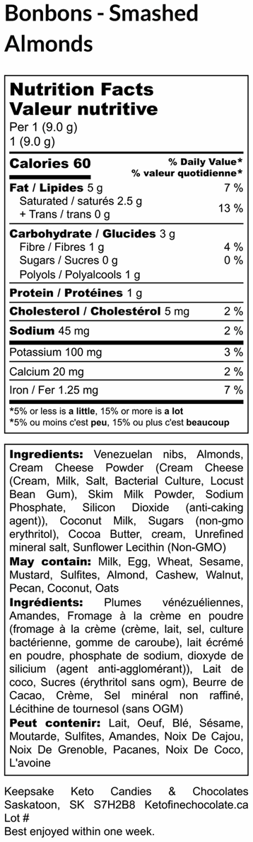 Smashed Almond-Nutrition Label